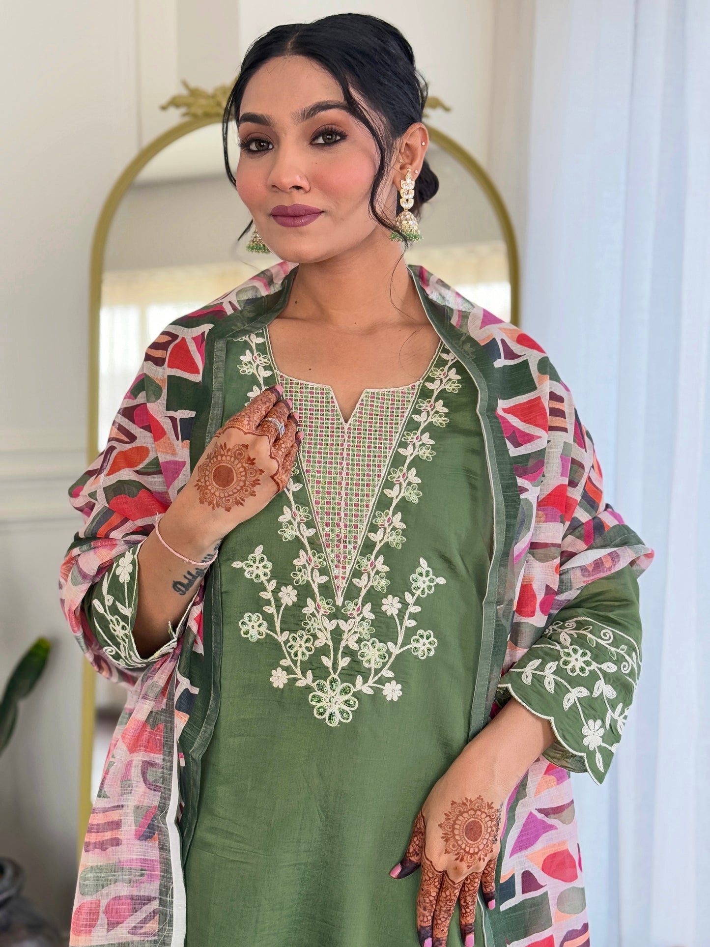 Pista color viscose chanderi salwar suit for wedding
