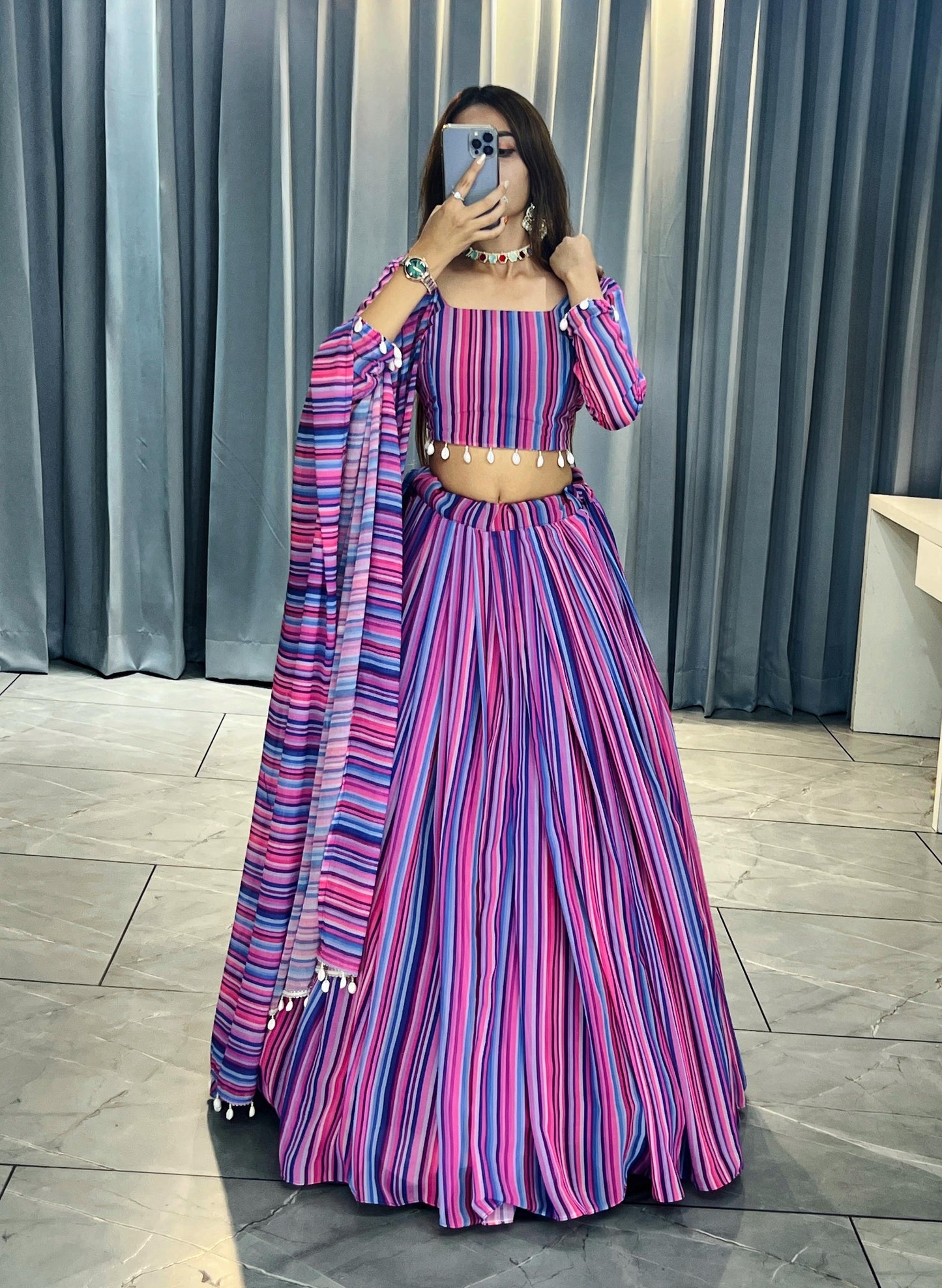 Multi color georgette lehenga choli for women