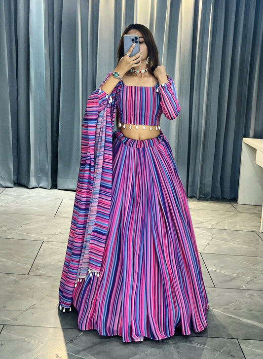 Multi color georgette lehenga choli for women