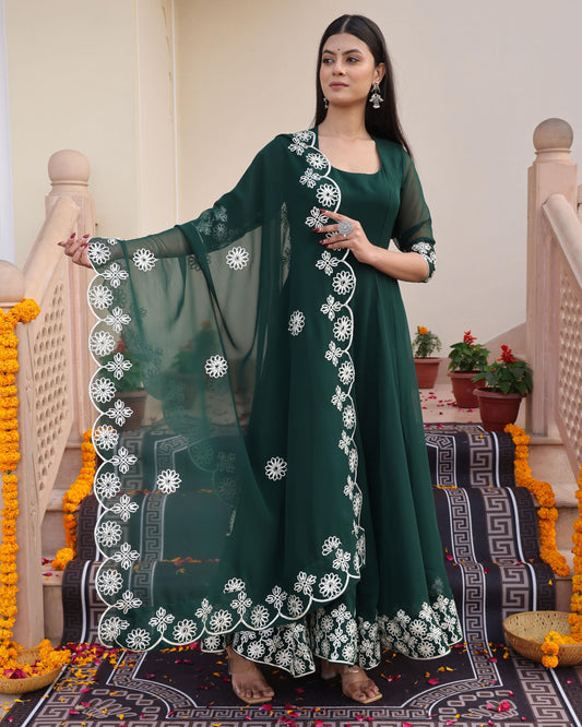 Green color georgette salwar suit for women