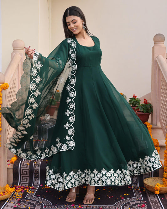 Green color georgette salwar suit for wedding