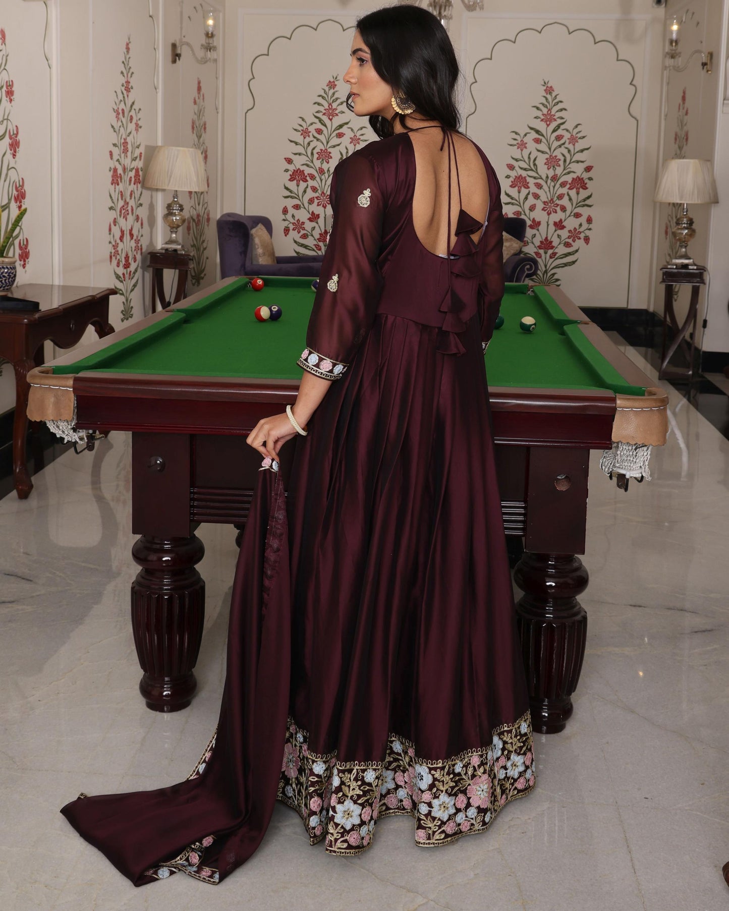 Coffee color rangoli silk salwar suit with dupatta price