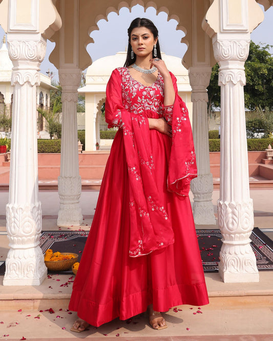 Pink color rangoli silk salwar suit for wedding