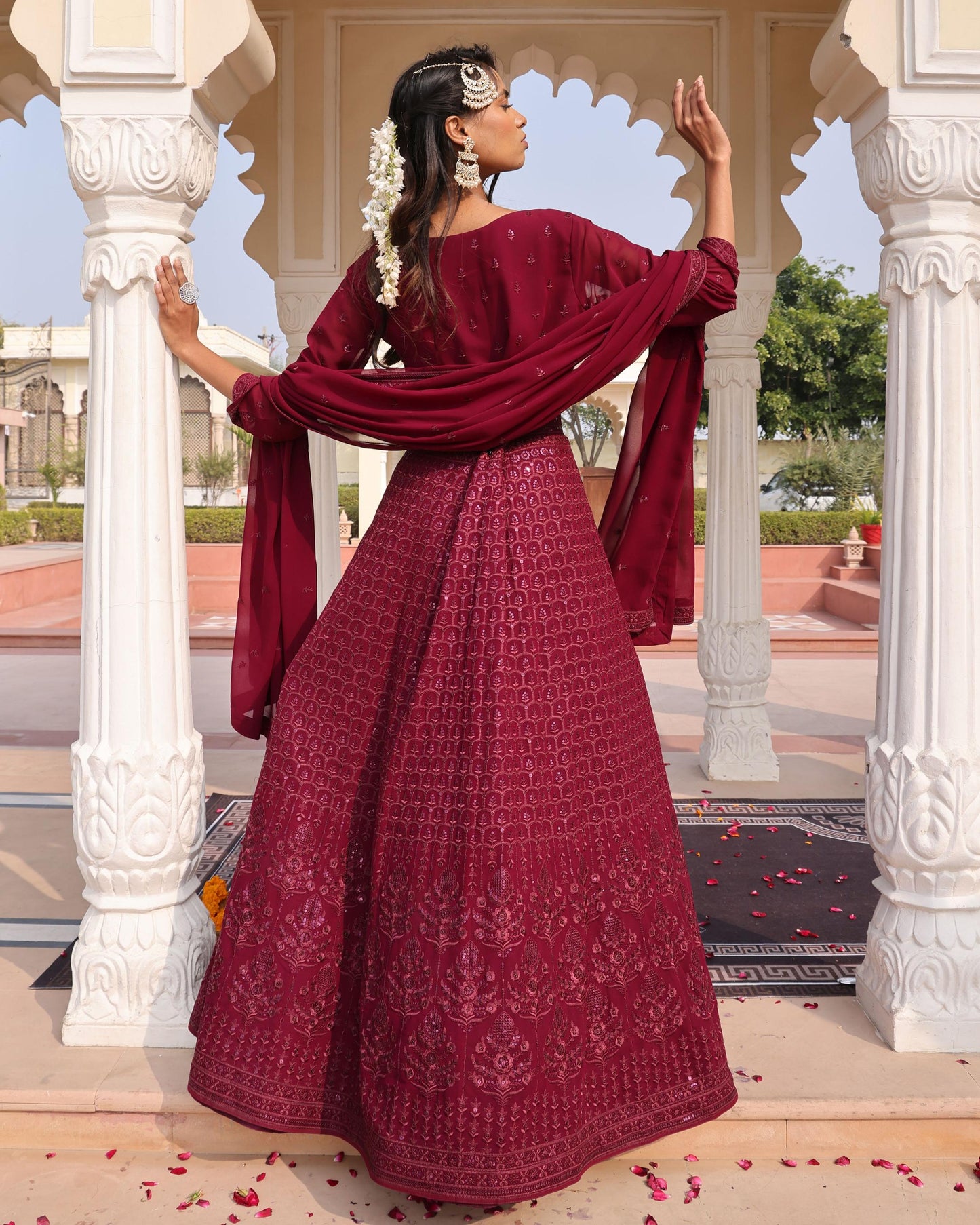 Maroon color georgette salwar suit with dupatta price