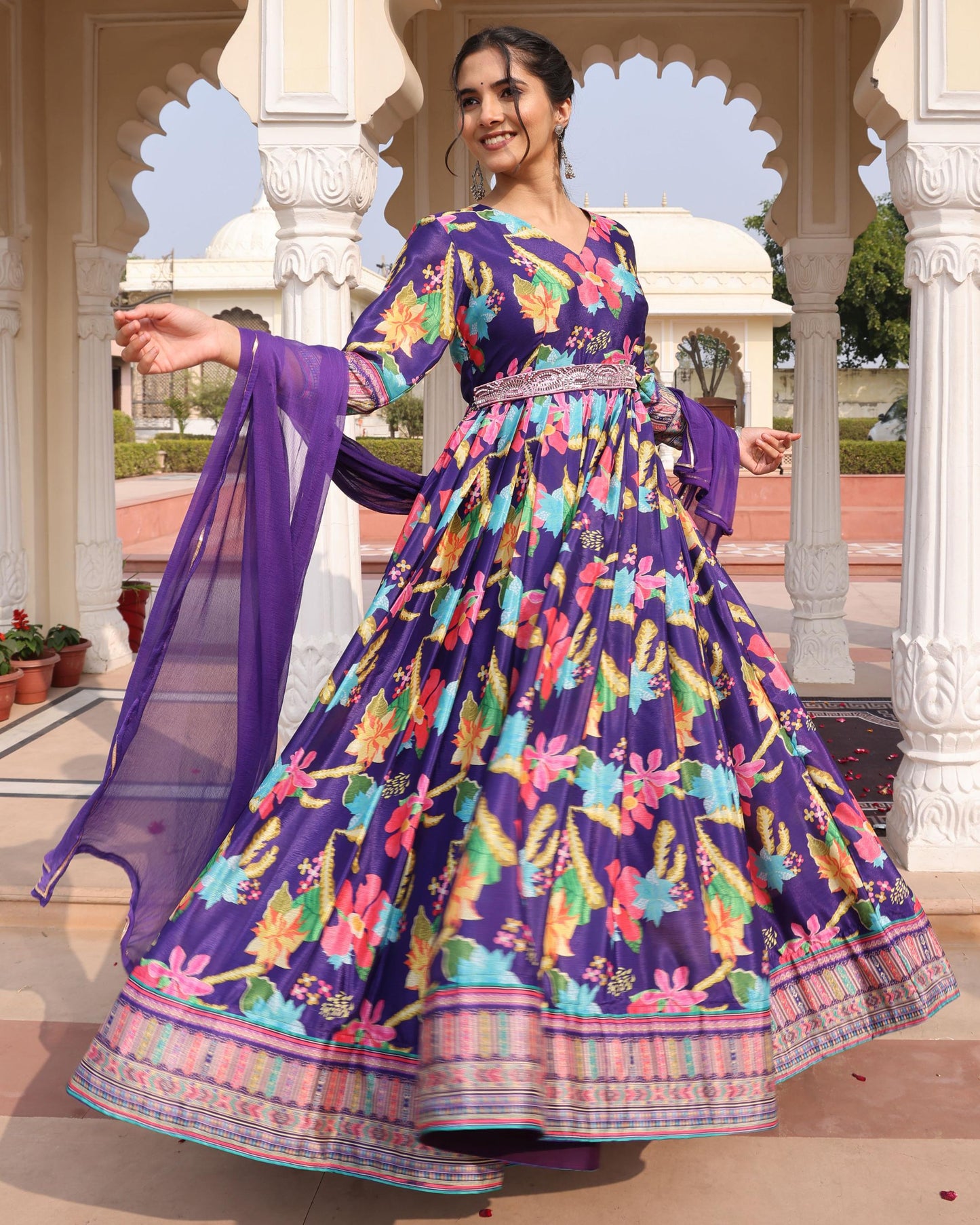 Purple color chinon salwar suit with dupatta online shopping