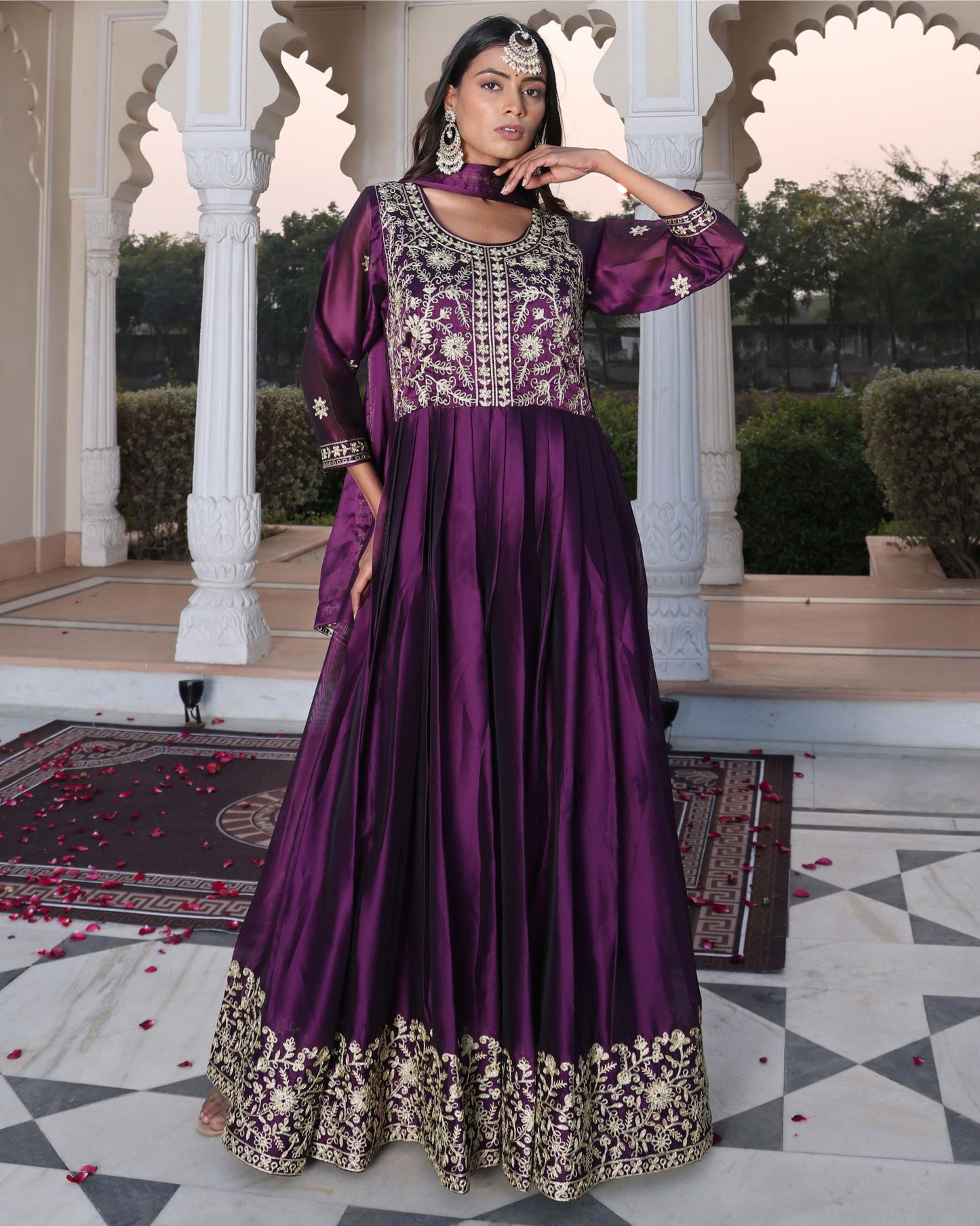 Purple color rangoli silk salwar suit with dupatta online shopping
