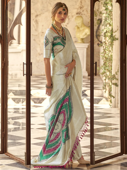 White color silk saree for women online shopping