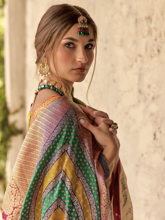 Rani Pink colour saree with blouse images