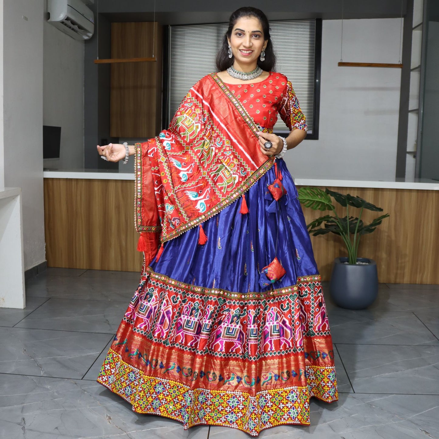 Navy blue traditional chaniya choli for navratri wear