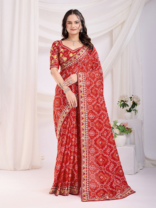 Maroon color vichitra silk saree for wedding