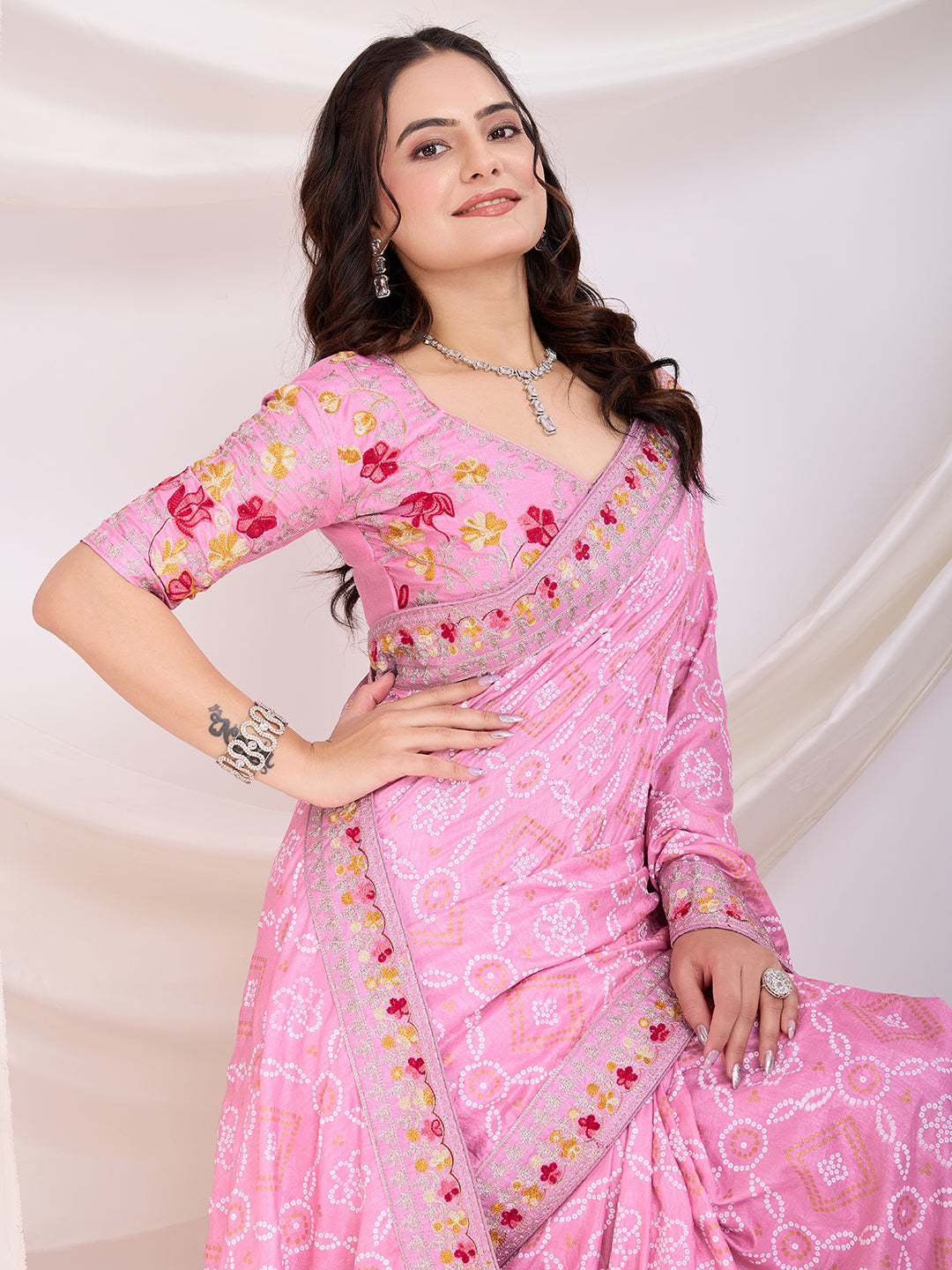 Maroon color vichitra silk saree with dupatta online
