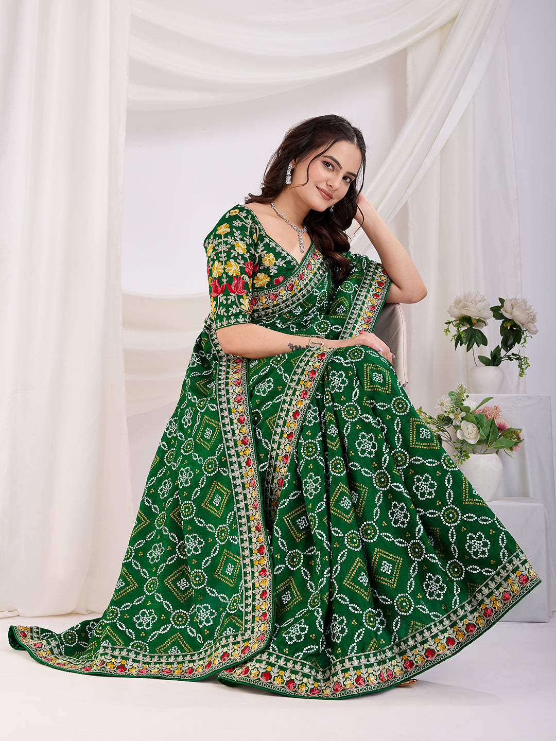 Blue color vichitra silk saree with blouse image