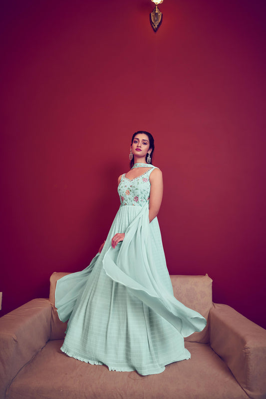 Sky Georgette Gown