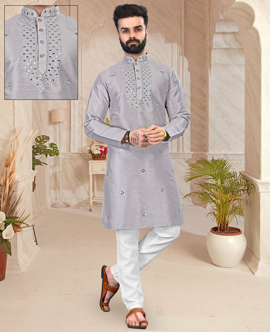 Designer Original Mirror Work Neck Kurta Pajama