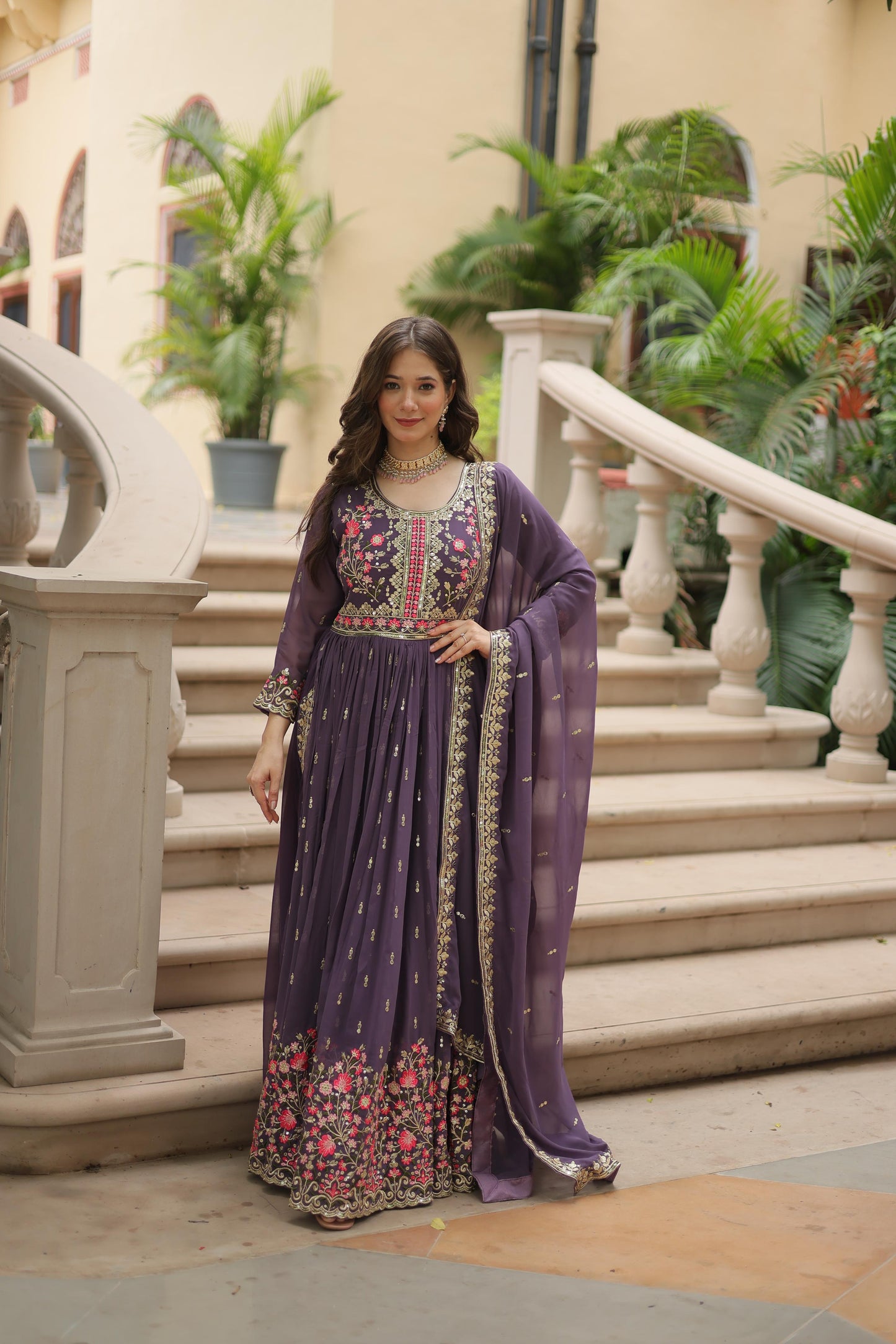 Lavender color sequins work sharara suit price usa ukl