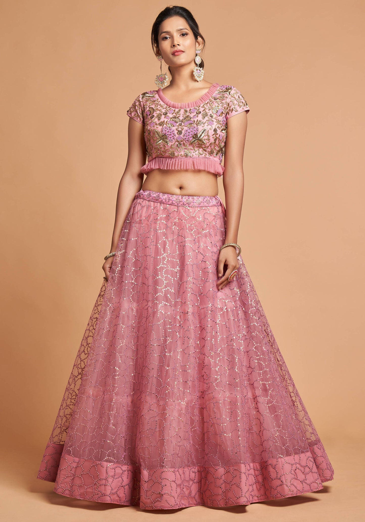 Pink Heavy Work Lehenga Choli