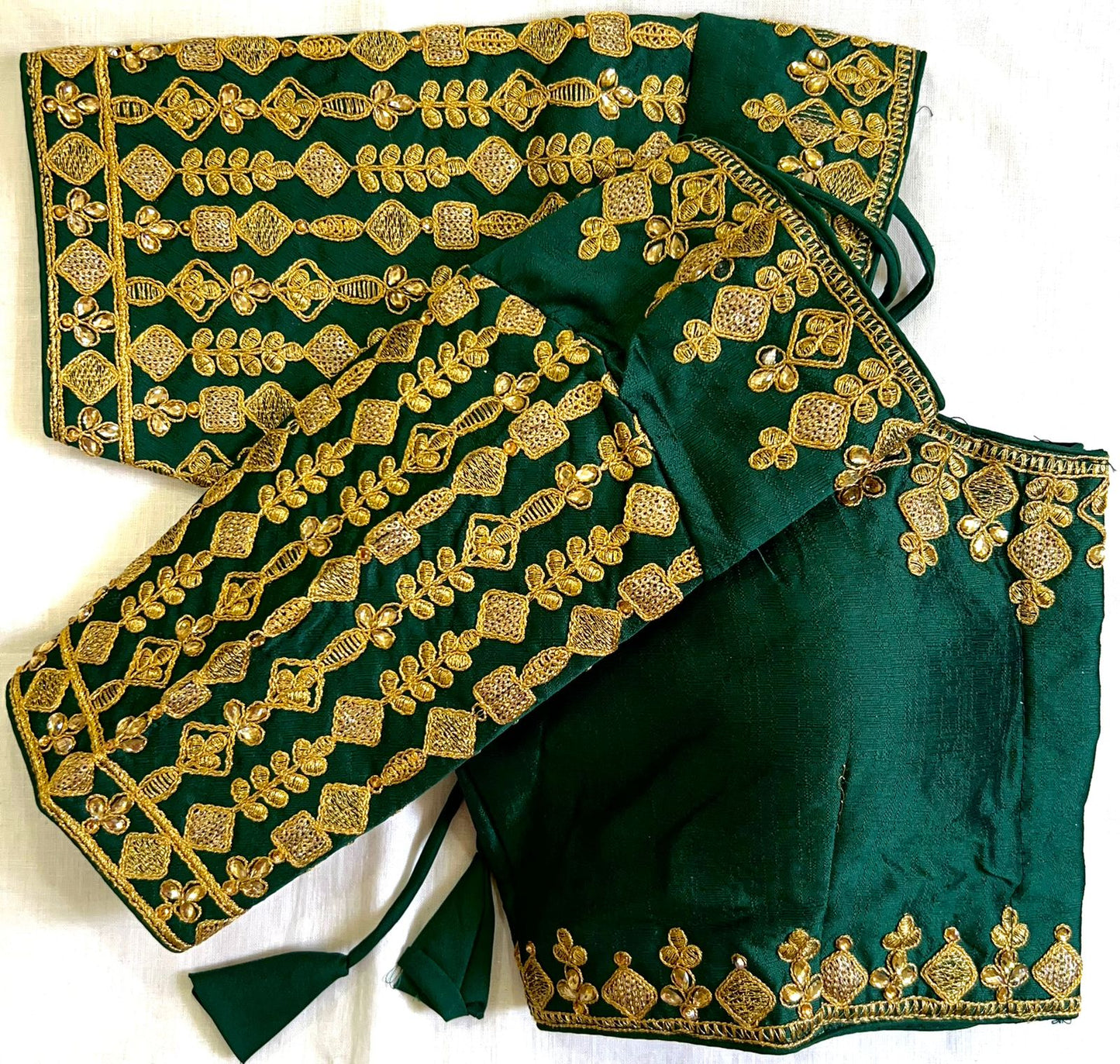 Bottle Green color phantom silk readymade blouse online