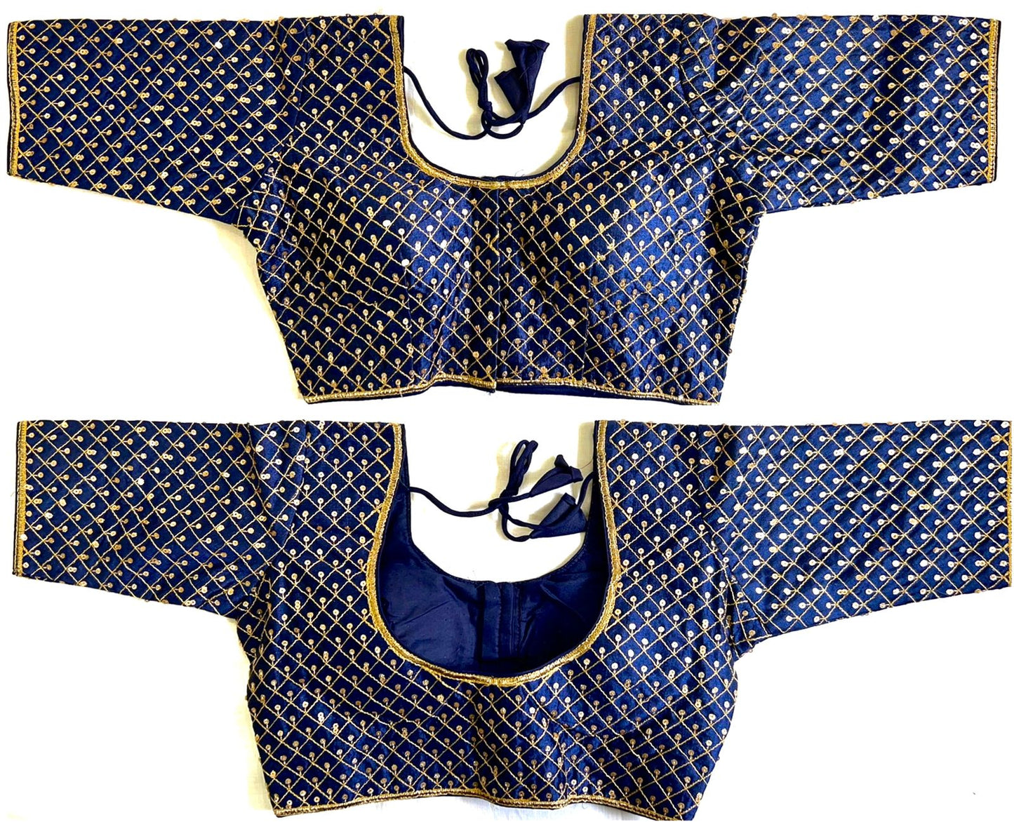 Navy Blue color silk sequins work blouse price