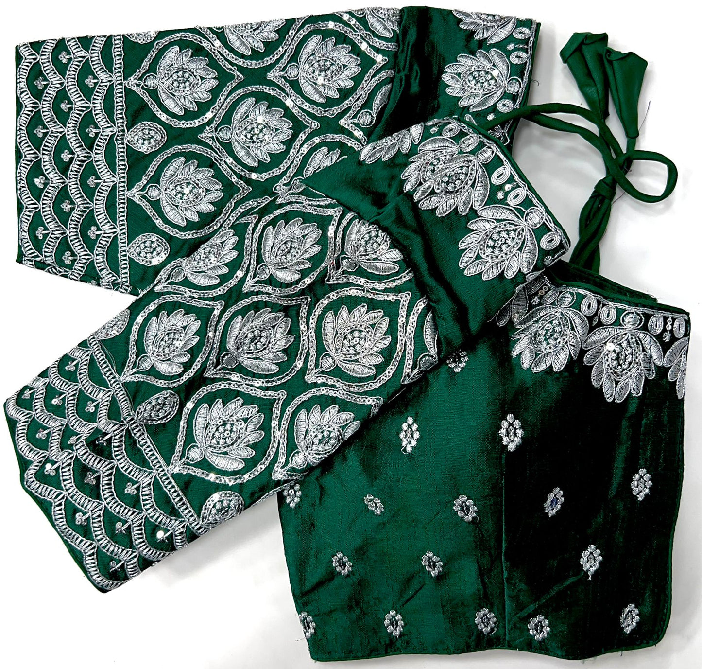 Dark green color silk sequins work blouse price