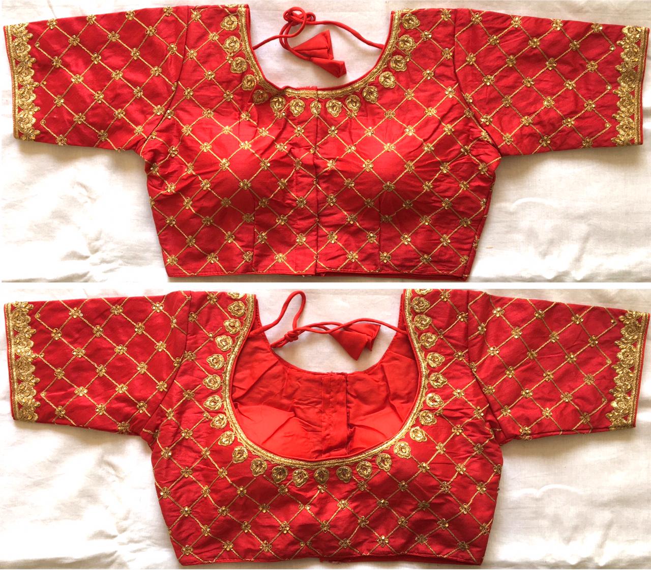 Red color fentam silk readymade blouse online