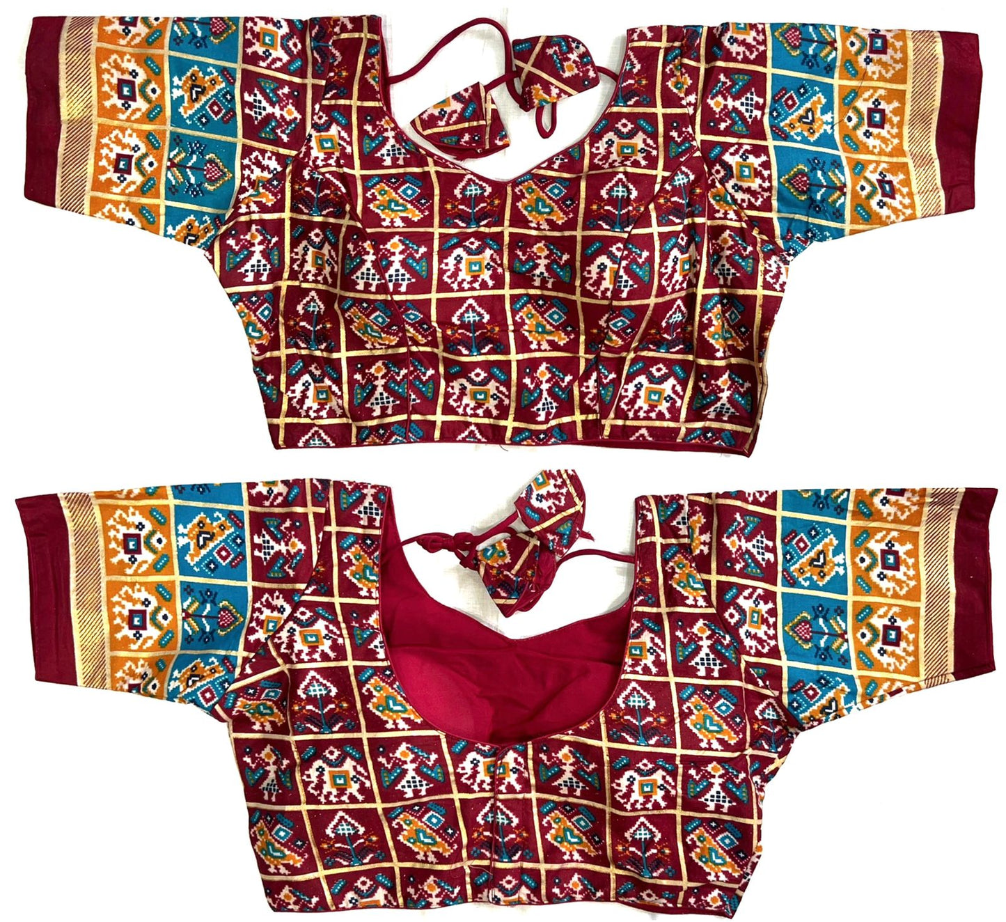 Maroon color cotton printed blouse for wedding