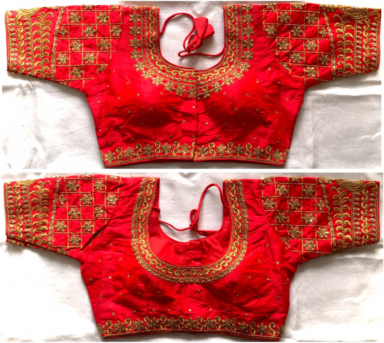 Red color phantom silk sarees blouse price