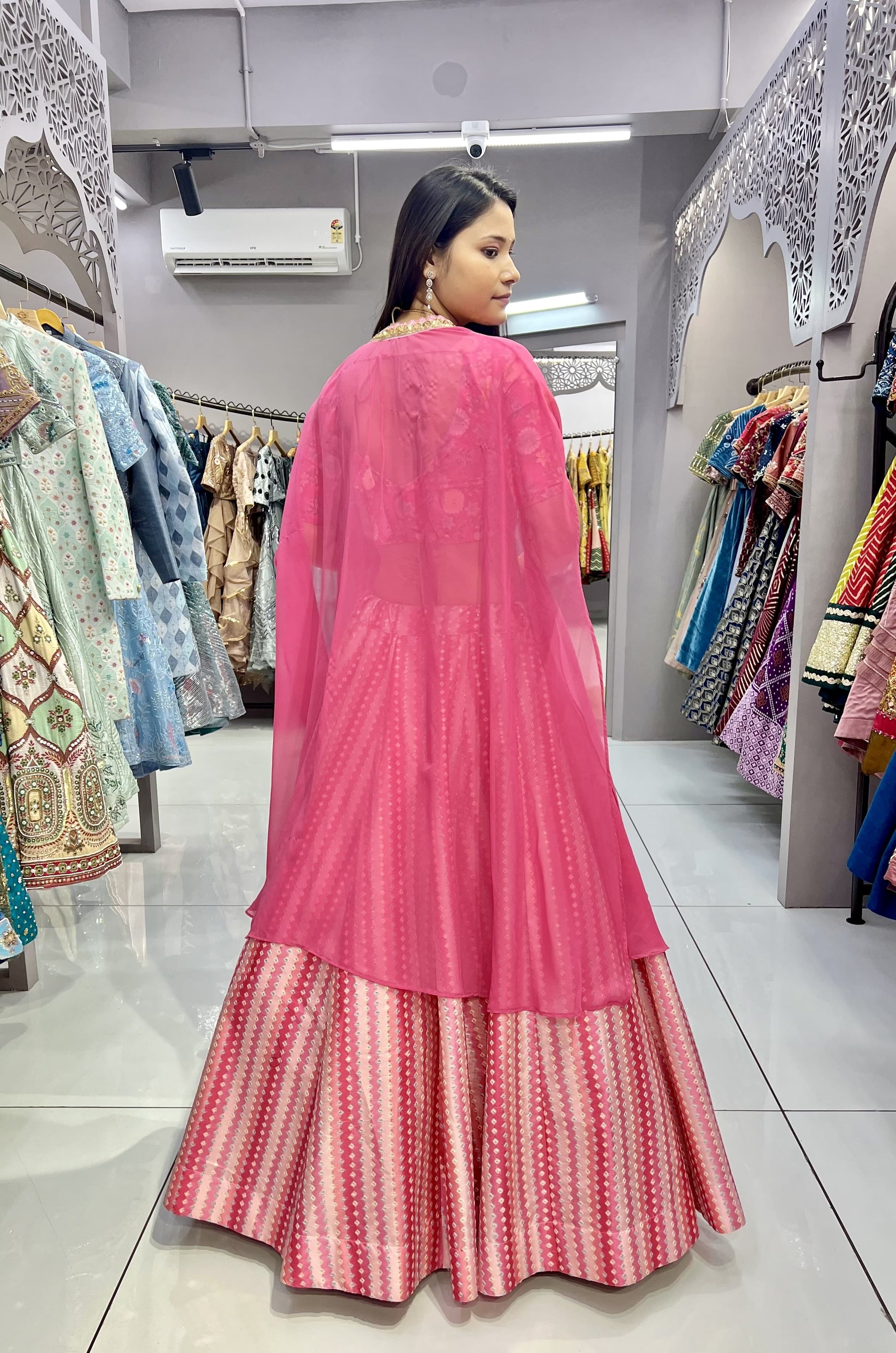 Pink slub silk lehenga choli for women online ragthm usa