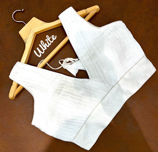 White color silk sarees blouse for party