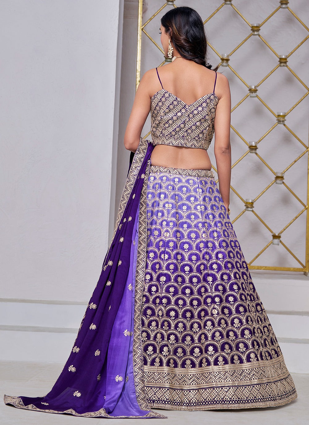 Purple color chinon lehenga choli online