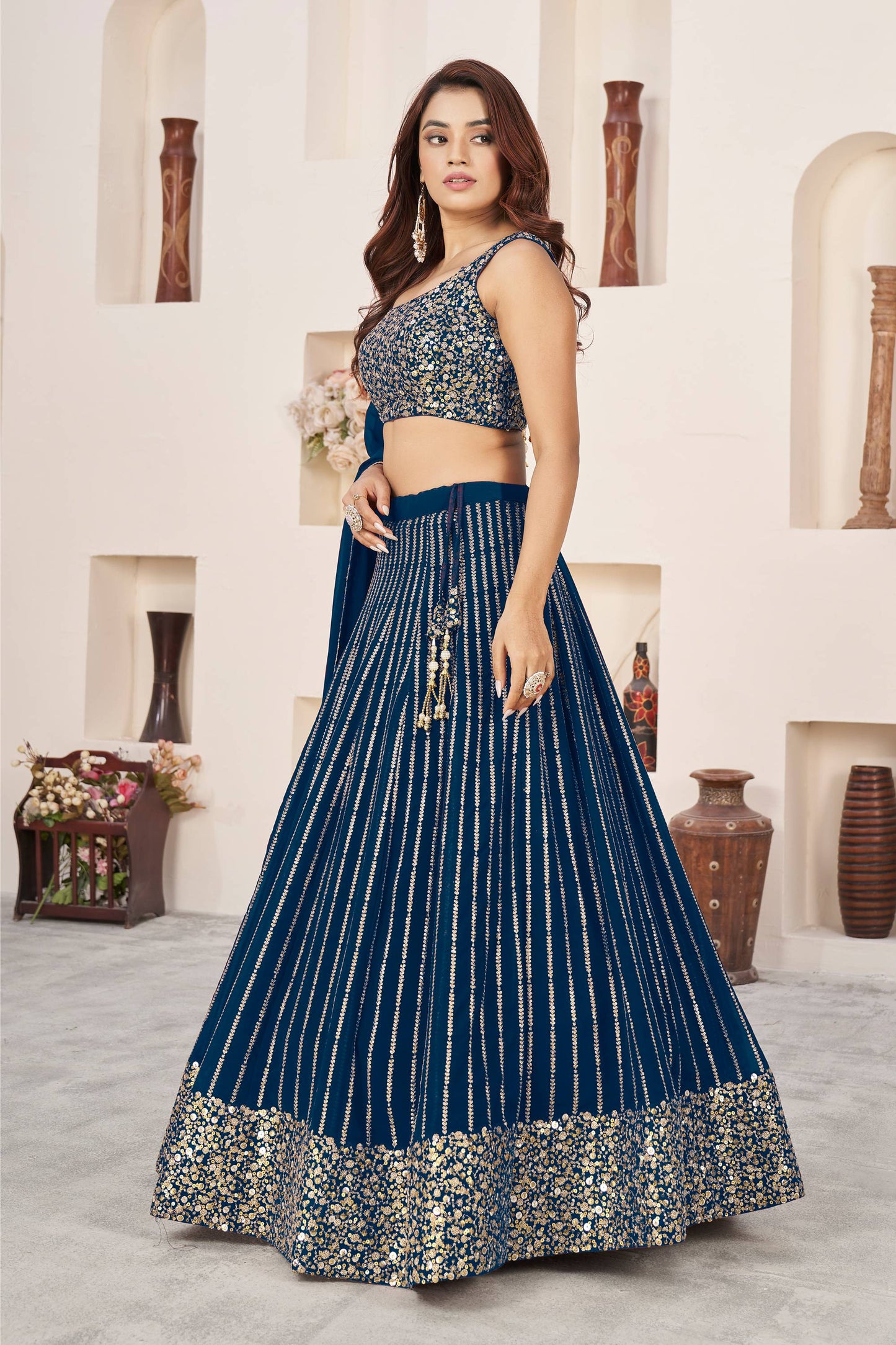 Dark blue color lehenga choli for women price