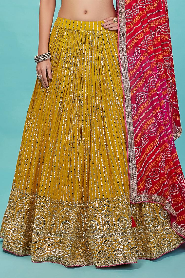 Yellow color georgette lehenga choli online usa