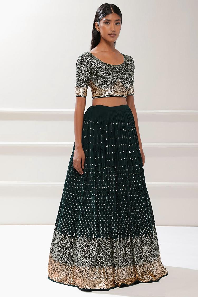 Green color wedding wear chaniya choli in USA