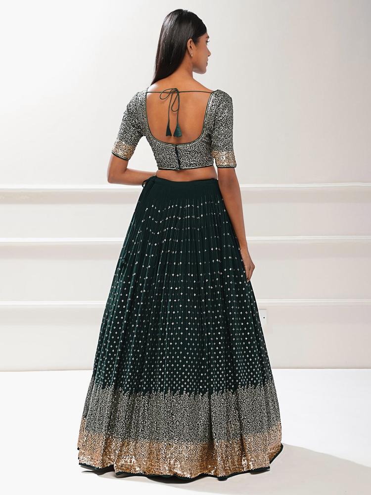 Green color georgette chaniya choli with dupatta with online