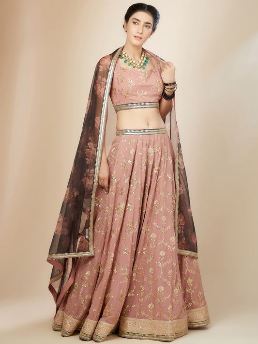Pink color georgette lehenga choli online
