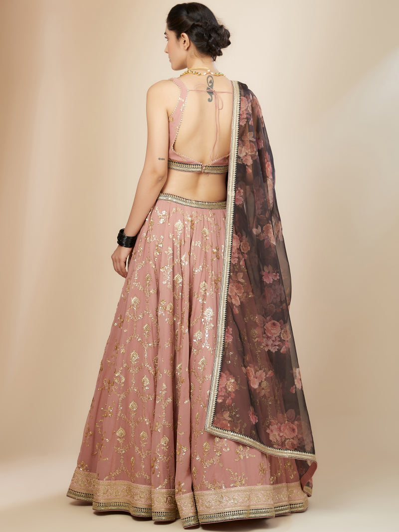 Pink color georgette Lehenga