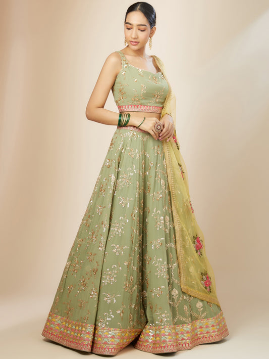 Pista color georgette lehenga choli online usa