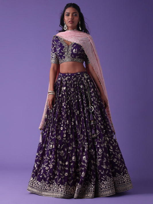 sequins purple lengha choli uk