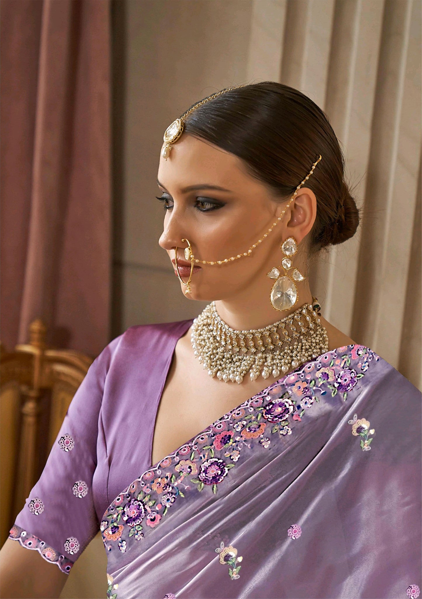 Purple color tissue saree for women with price