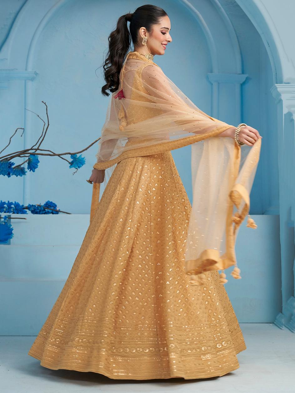 Beige color georgette lehenga choli price