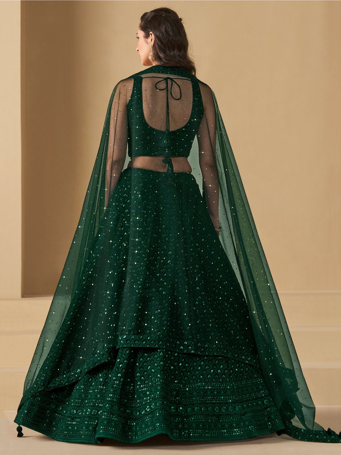 Green georgette lehenga choli with dupatta online shopping