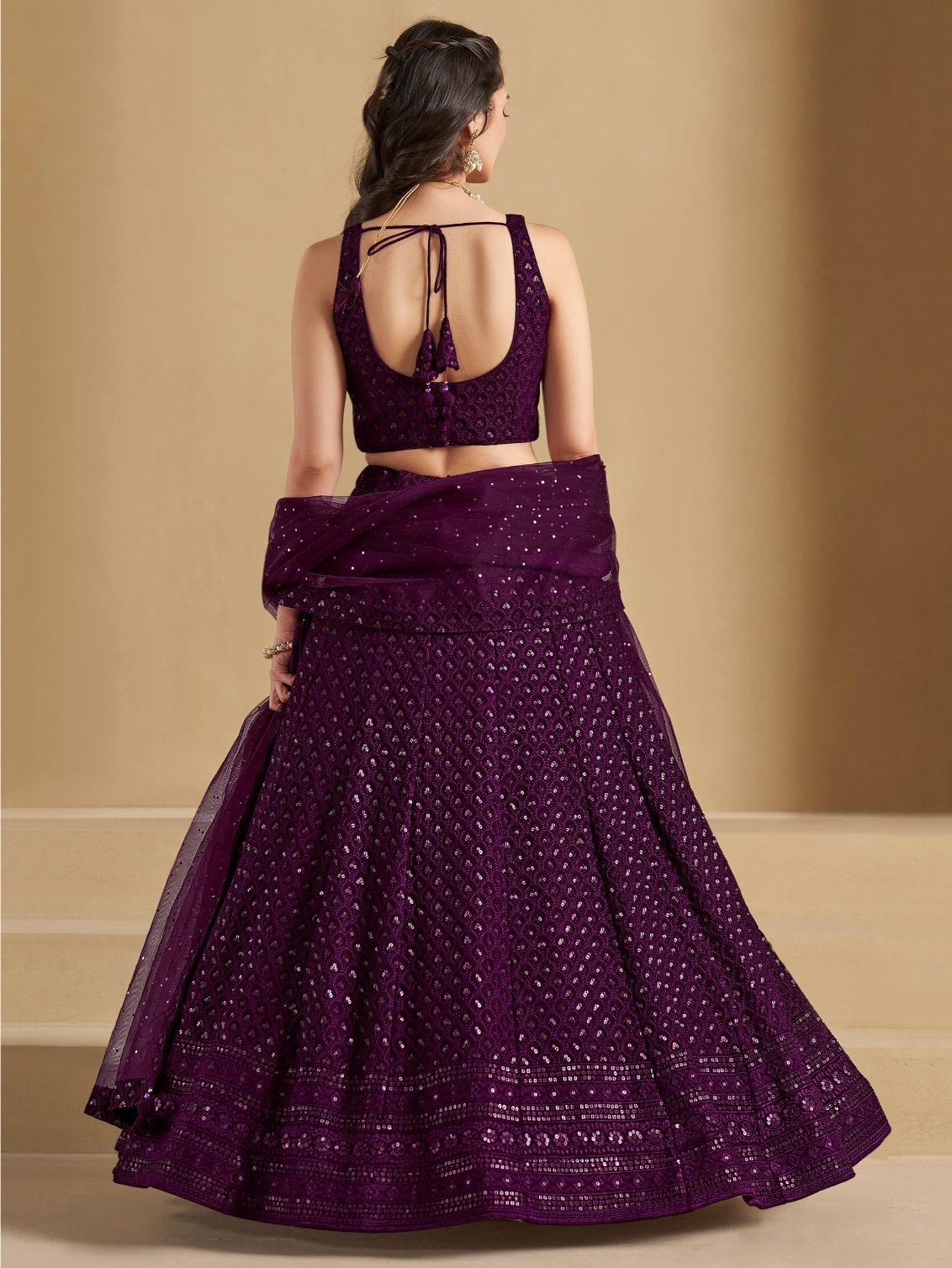 Wine color georgette lehenga choli with dupatta online shopping