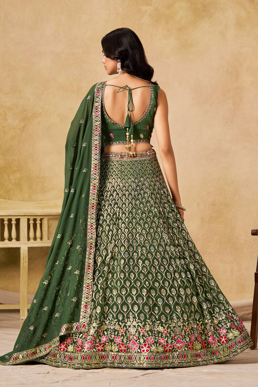 green lehenga choli near me