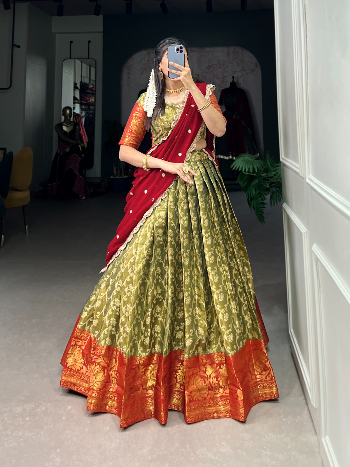 South Indian Jacquard Silk Lehenga Choli for Wedding – Ragthm