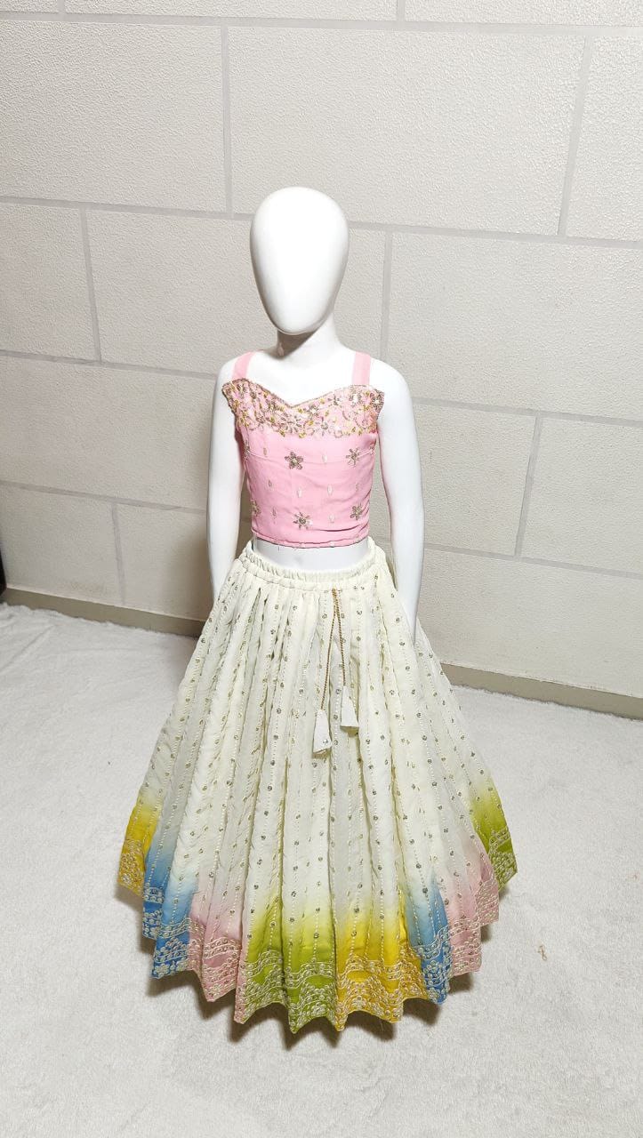 White Lehenga for Kids