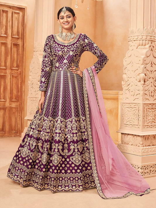 Wedding Wear Wine colour Gown Party Wear