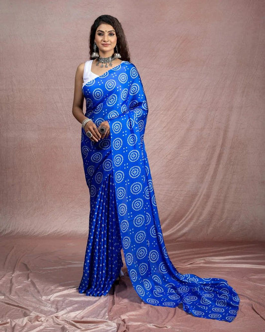Blue color japan satin saree for women