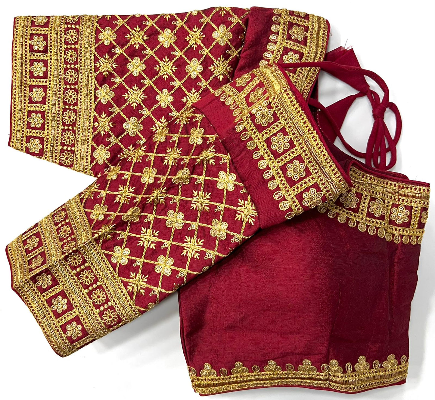 Maroon color silk sequins work blouse for women