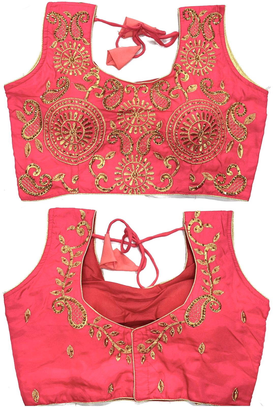 Pink color silk hand work blouse online shopping