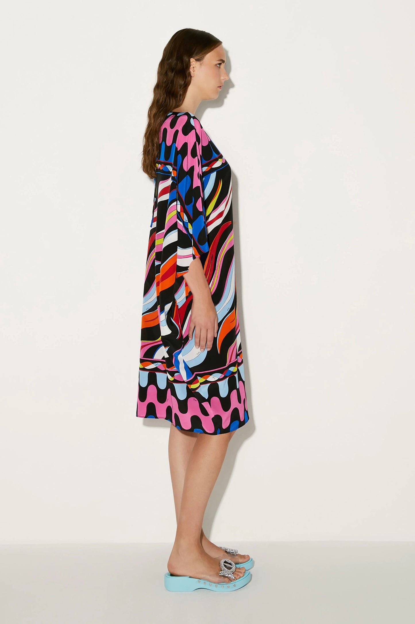 Multi color silk printed caftan for beach wear