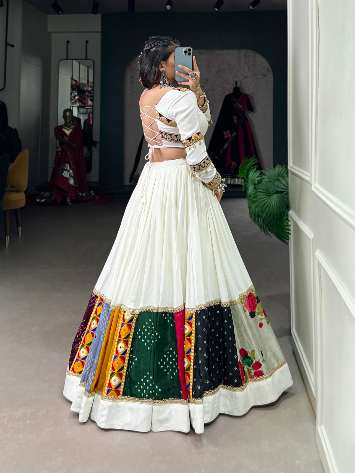 White color chaniya choli for navratri online shopping
